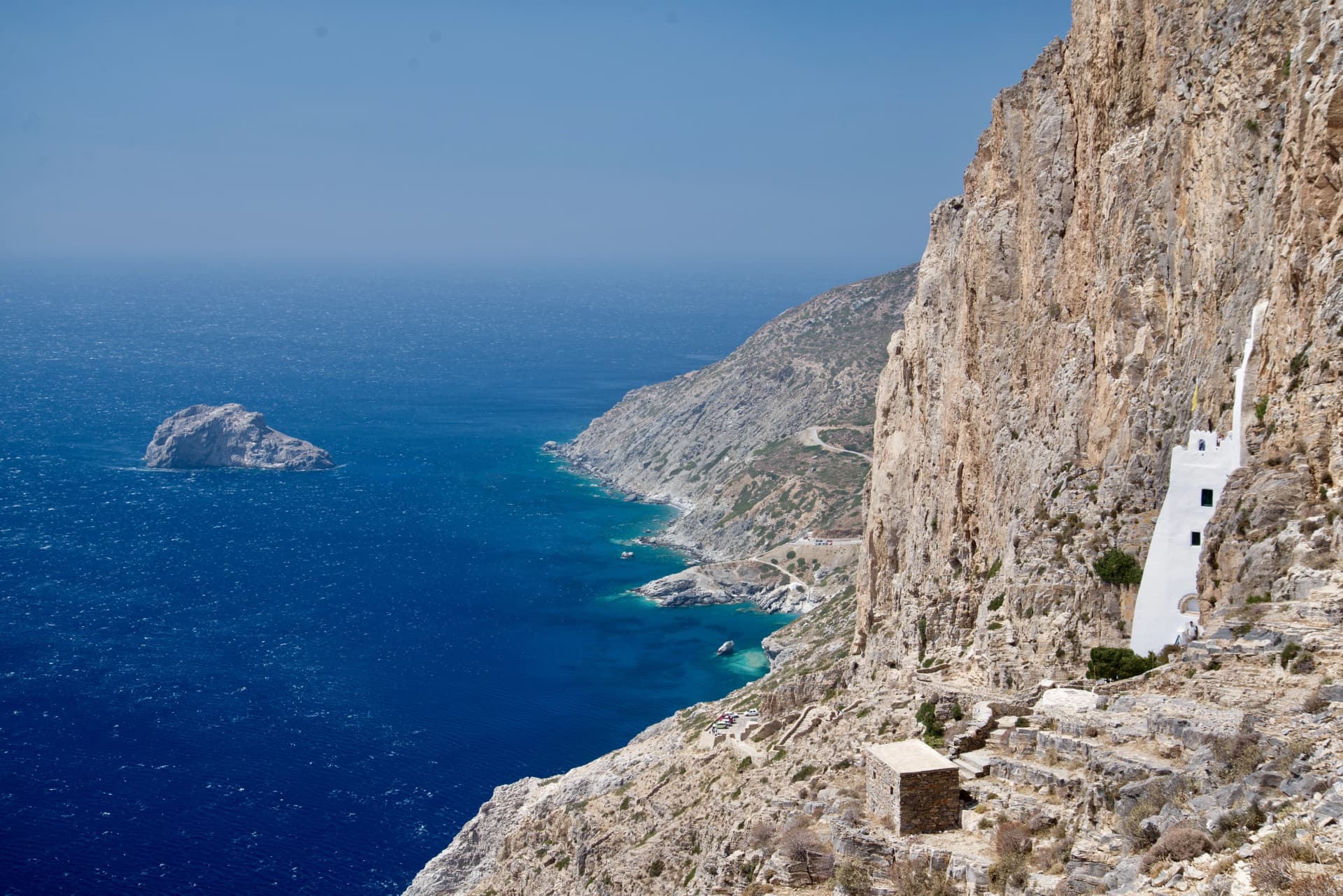 Amorgos cliffs and the deep blue sea
